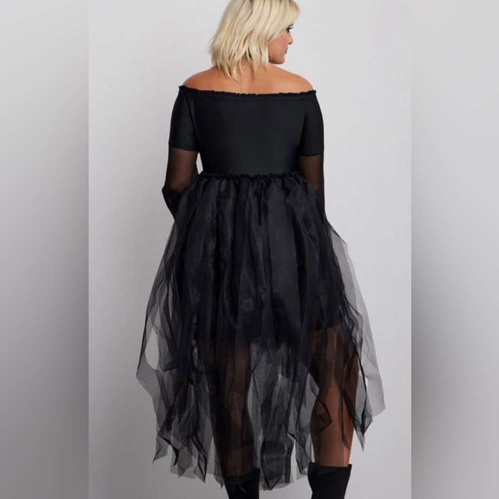 NWT-Torrid/black Halloween costume hi-low off the shoulder tulle dress size 3X - Picture 3 of 12